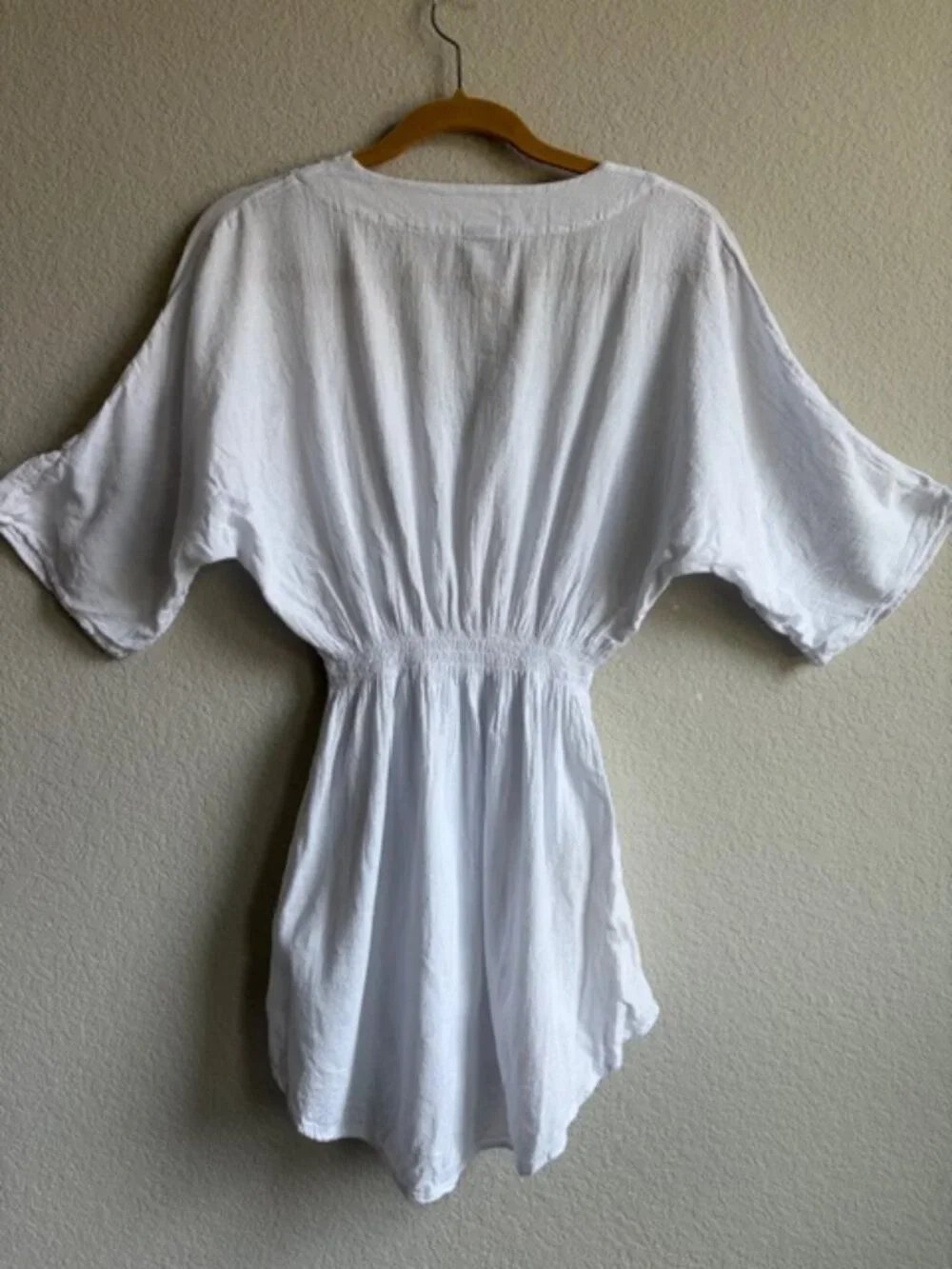 Blanco by Nature Womens White Peru Cotton Tunic Sz Med Crochet Boho Ethereal - Picture 3 of 11